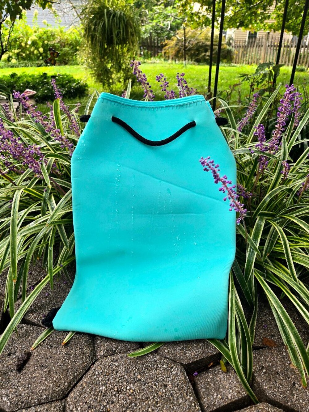 Authentic Triangl Turquoise Neoprene Swim Bag - 16x11 Scuba Drawstring Backpack